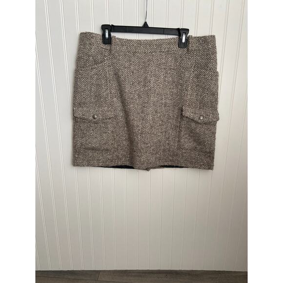 Eddie Bauer Tweed Skirt Women's 14 Tan Gray Wool Blend Lined, Outdoor - Picture 1 of 5